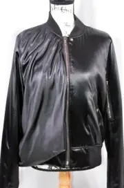 Rick Owens Draped Bomber Jacket Sz 42 Black Full Zip NWT $2115 6US Liquid Latex