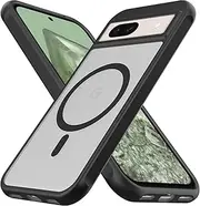 [T Tersely] Matte Magnetic Case for Google Pixel 8a 6.1-Inch 2024 Compatible with MagSafe, Anti-Fingerprint Translucent Matte Back Slim Shockproof Phone Cover - Black