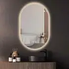 NTQ 20"x32" Lighted Oval LED Bathroom Mirror Touch Sensor Defogger Wall Mount