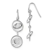 Sterling Silver Rhodium-Plate Twisted Circles Shepherd Hook Earrings