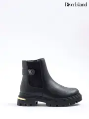 River Island Black Girls Heart Strap Chelsea Boots (H62260) | $69