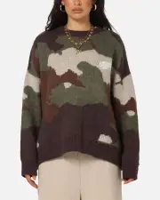 [CARRE] Carre Camo Brushed Sweater Woodland Camo - Size S S Woodland Camo