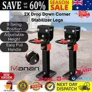 Manan 2X 400mm Drop Down Corner Stabilizer Legs 1200LB Caravan Trailer Steel AU