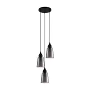 Interior Ellipse Glass Shape 3 Light Cluster Pendant Black Smoke - JEREZ2X3R