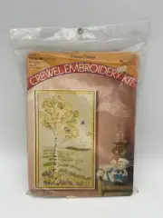 NOS Single Birch Tree Picture Vintage Crewel Embroidery Kit Pauline Denham