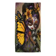 Sweet Isabella Day of the Dead Butterfly Girl Beach Towels Medium Large Extra Large