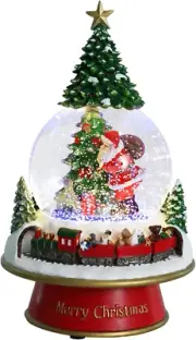 Christmas Snow Globe - Santa & Christmas Tree & Moving Train, Snow Globe with Mu