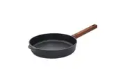 Eco Logic Aluminium Frying Pan Non-Stick Frypan w/Wooden Handle Round 24cm Black