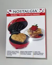 Nostalgia Red 5" Mini Non Stick Heart Shaped Waffle Maker NEW