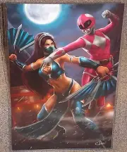 Pink Power Ranger vs Mortal Kombat Kitana Glossy Print 11 x 17 In Plastic Sleeve