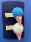 Adorable ice cream cone wool felt ball hair clip