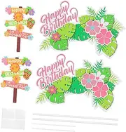 Alipis 4pcs Cake Insert Happy Birthday Cake Luau Theme Luau Birthday Decoration Birthday Cake Picks Hawaiian Themed Cake Pick Cake Adornment for Birthday Hawaiian Theme Cake Decor Paper