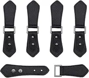 AHANDMAKER 5 Sets PU Leather Cloak Clasp Fasteners, Black Sew on Toggle Closures, Sewing Snap Toggle Buttons, Metal Coats Buckle Clips Duffle Jacket Buckle, Replacement Toggle Buckles for DIY Crafts