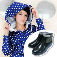在飛比找蝦皮購物優惠-【Sanho】藍點風雨衣+短雨靴(黑色8.5~10.5)