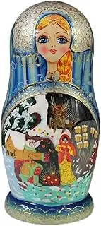 Matryoshka Matryoshka Dolls 7 Pieces Cute Russian Nesting Dolls Traditional Handmade Wooden Matryoshka Hand-Painted Pattern Creative Gifts Happy Gift