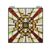 25.7" Mission Stained Glass Hanging Window Panel Suncatcher