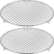 uxcell 2pcs Round Cooking Rack 12-inch 201 Stainless Steel Cross Wire Barbecue Grill Net with 20mm Legs for Cooking Baking Steaming BBQ