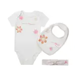 NIKE 耐吉 包屁衣 JORDAN BABY BODYSUIT 灰 粉 純棉 按扣 頭帶 圍兜 嬰兒 禮盒 JD2413032NB-002