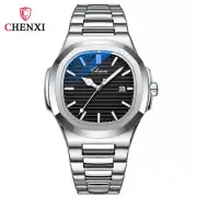 CHENXI Watches Men Top Brand Luxury Silver Steel Strap Male Quartz Date Watch