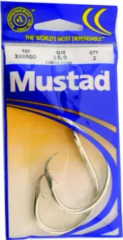 Mustad 39960ST-DT-15/0-2 Classic Circle Hook Size 15/0 Curved In