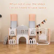Costway10-in-1 Toddler Swing and Slide Set with 2 Long Slides and Swing Seat-Pink