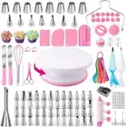 137 Pcs Cake Decorating Kit with Cake Stand Turntable, 55 Numbered Icing Tips, 1
