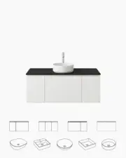Modular White Vanity 1200 Wall Mounted Fingerpull Door Soft Close Drawer