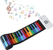 49 Keys Roll Up Piano Keyboard, Portable Digital Pianos with 8 Tones, 6 Educational Demo Songs, Built in Dual Speakers, IPX4 Water Proof, Rechargeable Electronic Piano for Beginners, Kid