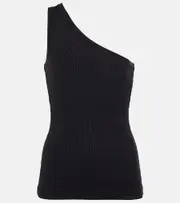 [Stella McCartney] Stella McCartney One-shoulder ribbed top AU 6 black