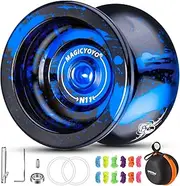 [MAGICYOYO] Responsive Yo-yo N11 Plus for Kids and Advanced Players - Dual Purpose Mode, Metal, Unresponsive Mode, Bearing Kit, 6 Strings, Bag (Black Blue)