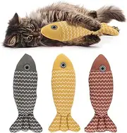 3Pcs Fish Cat Toy - Bite Resistant Catnip Filled Teething Chew Toys for Cats
