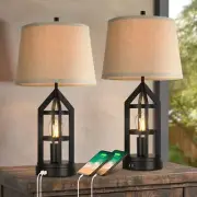 Farmhouse Table Lamps for Living Room Set of 2 3-Way Dimmable Touch Control B...
