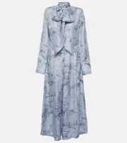 [Stella McCartney] Stella McCartney Printed silk maxi dress AU 2 blue