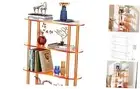 Clear Bookshelf, Acrylic Bookcase with Open Book Shelf for Office 4 Tier Orange