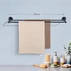 Black 800MM Double Towel Rail Rack Ring Cuttable Holder Round Stainless Steel