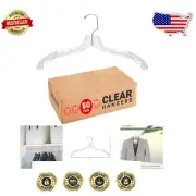 50 Pack Clear Plastic Hangers - Durable Swivel Hook for Elegant Wardrobe