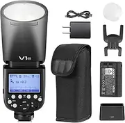 Godox V1N Flash Speedlite, 76Ws 2.4G High-Speed Sync 1/8000s 2600mAh Li-Ion Akku Rundkopf Speedlight for Nikon Camera (V1-N)