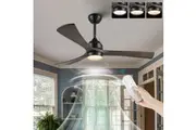 ACA 52" Ceiling Fan With Light Remote Control Fans 3 Wooden Blades Timer Black