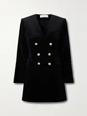 [A.L.C.] A.L.C. - Chelsea Double-breasted Cotton-blend Velvet Mini Dress - Black - US2 US 2 Black