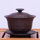 Yixing Gaiwan Kungfu Tea Set Purple Grit Tureen Zisha Cup Bowl Lid