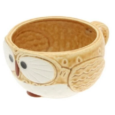 Kotobuki Japanese Tea Cup Soup Mug Ceramic Kizeto "FUKURO" Lucky Owl JAPAN MADE