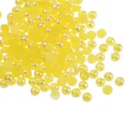 1200pcs ABS Half Pearl Beads 5mm Flat Back Imitation Pearl Colorful Yellow