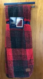 New! PENDLETON 50 x 70 SHERPA FLEECE Red Black Buffalo Plaid Throw Blanket SOFT