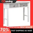 wooden console table grey 90x30x77 cm sideboard 2 drawers elegant 4143