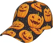 [pvinnk] Halloween Pumpkin Patterns Print Stylish Hat Headwear Hat Baseball Cap Adjustable Snapback Hat for Men and Women Black, Black, One Size
