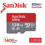 SANDISK 晟碟 (全新升級版) 128GB ULTRA MICROSDXC UHS-I A1 記憶卡 (最高讀速140MB/S 原廠10年保固)
