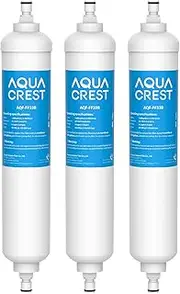 AQUA CREST GXRTQR Inline Water Filter, Replacement for GE® GXRTQR, GXRTQ, Reduces Chlorine, Fluoride, Limescale and More, 3 Filters (Package May Vary)