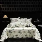 Silk Bedding Set 4pcs Washed Ice Silk Flowers Quilt Cover Flat Sheet Pillowcases