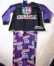 Fremantle Dockers AFL Boys Black Purple Cotton Flannel Pyjama Set Size 7 New