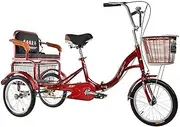 3 Wheels 16 Inches Tricycle Trike Bike Single Speed with Shopping Basket Back Seat for Adults Elderly Adjustable Height Cycling Pedalling